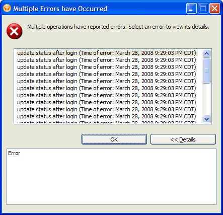 Image:"Update Status after login" error in 8.0.1 - close to solving
