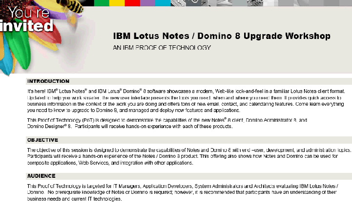 Image:IBM has a POT (Proof of Technology) seminar on Domino 8