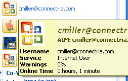 Image:Interesting that Sametime shows to the outside world as a Microsoft image on awareness in RTC