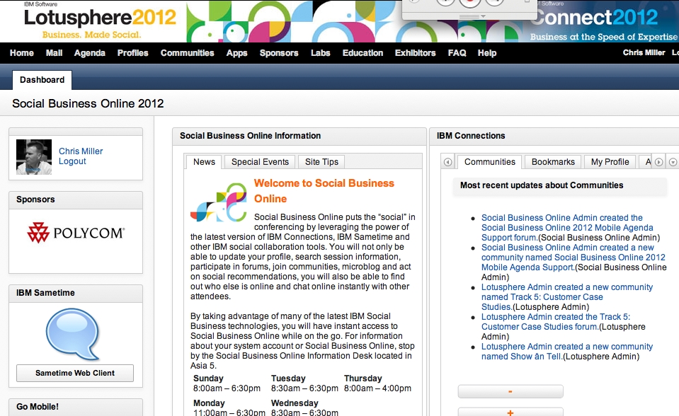 Image:Lsonline name is gone, welcome SocialBizOnline for Lotusphere 2012
