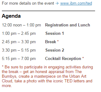 TED@IBM agenda